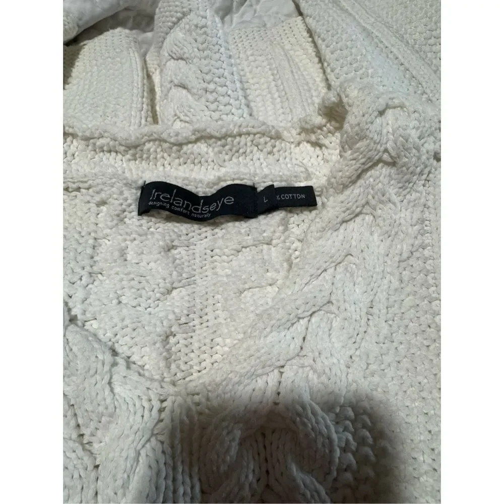 Irelands eye White cotton v neck knit sweater L